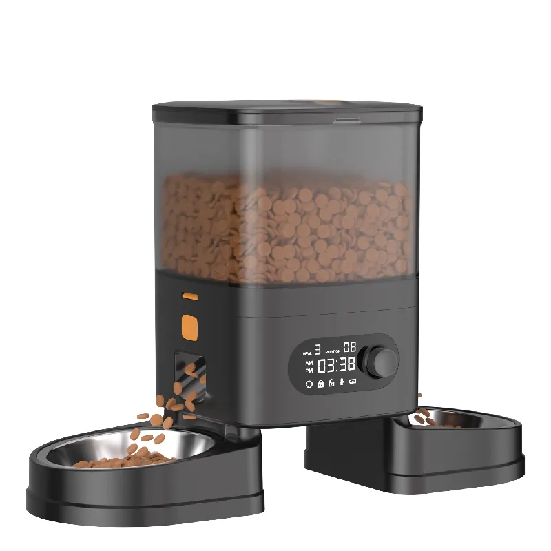 4L Smart Automatic Pet Feeder with Dual Bowls, Visible Food Storage & Anti-Jam System